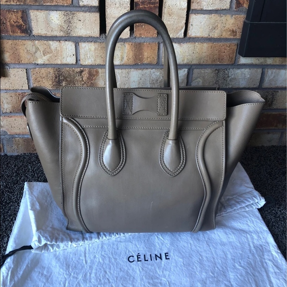 Authentic Celine Taupe Leather Mini Luggage Satchel - Picture 4 of 11